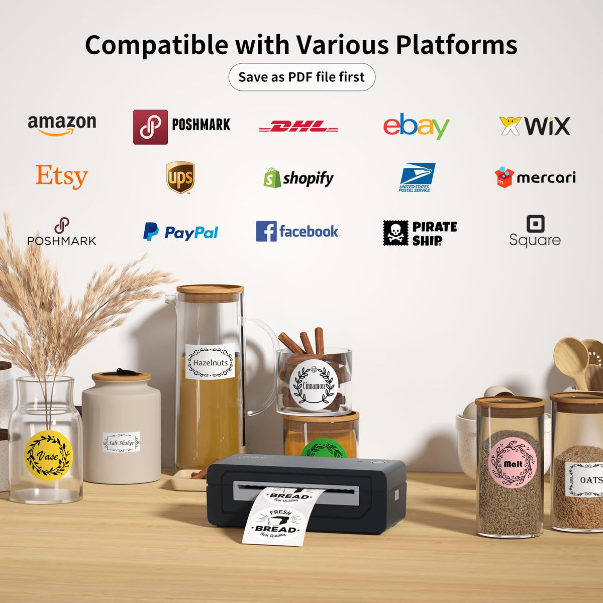 Bluetooth Thermal Shipping Label Printer, 4X6 Inkless Wireless Label Printer N953296