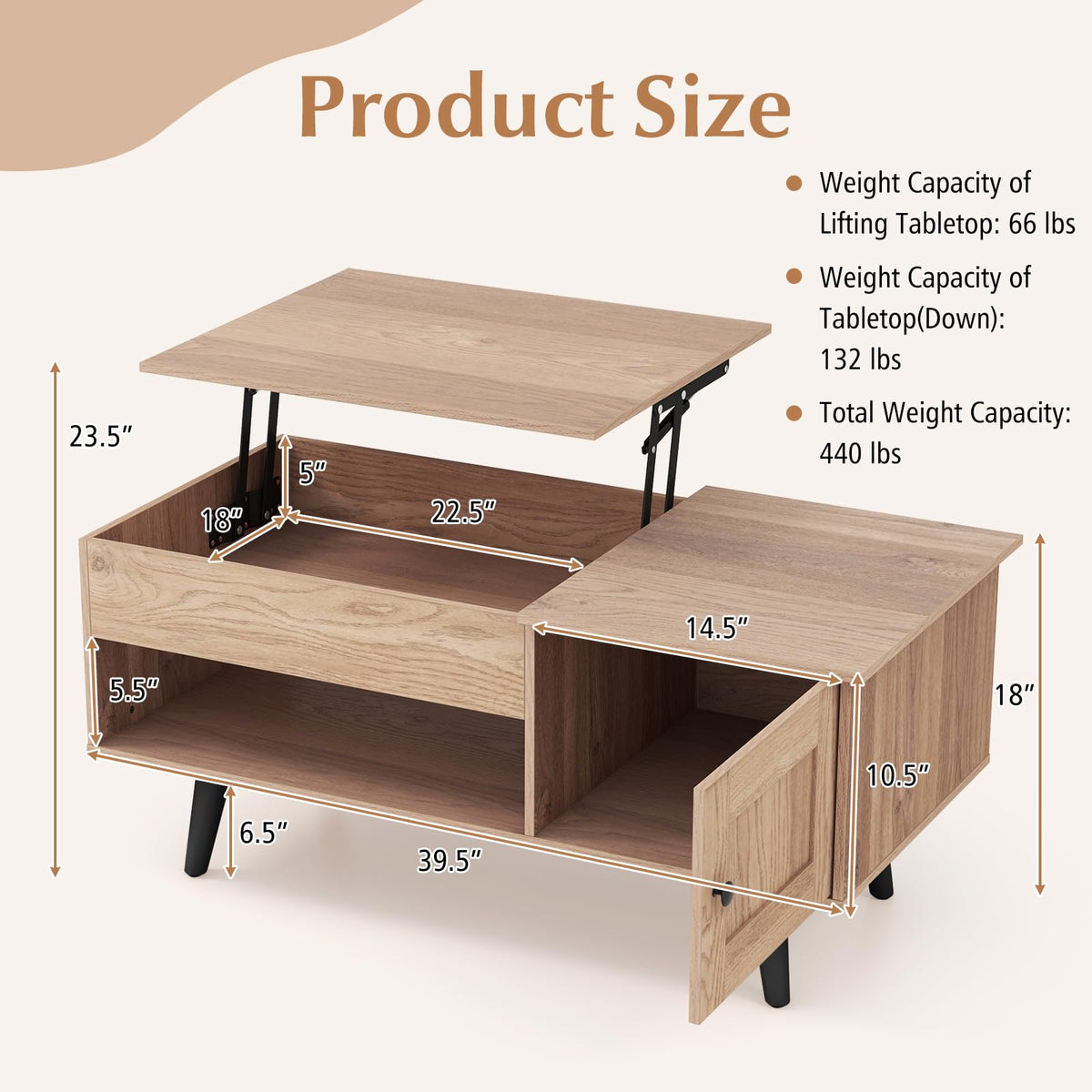 Lift Top Coffee Table with Storage and Hidden Compartment Z489
