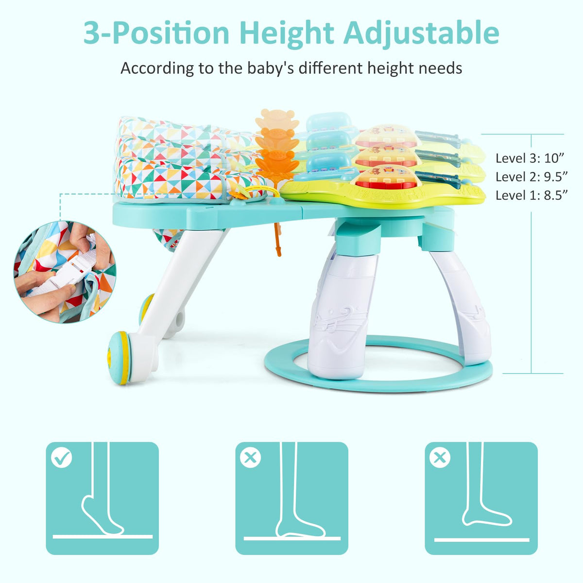 3 in 1 Baby Activity Center Walker with Play Table Green O835