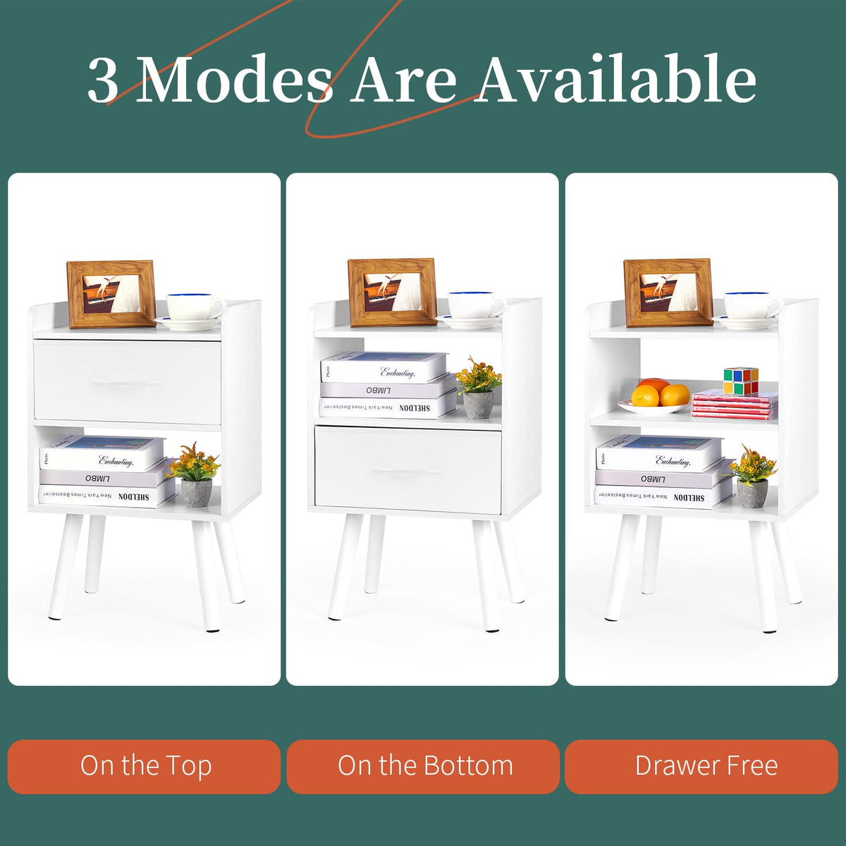 Modern Nightstand with Drawer and Open Storage Shelf I854
