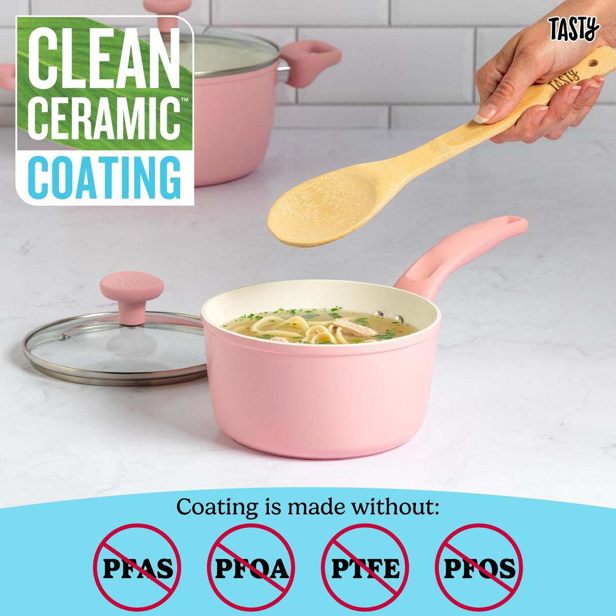12 Piece Pink Nonstick Ceramic Cookware Set D6787