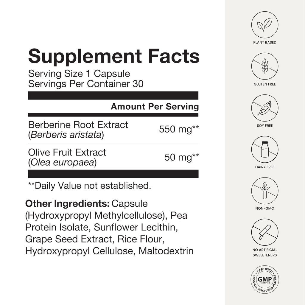 550mg Berberine Capsules 30 Ct H97588