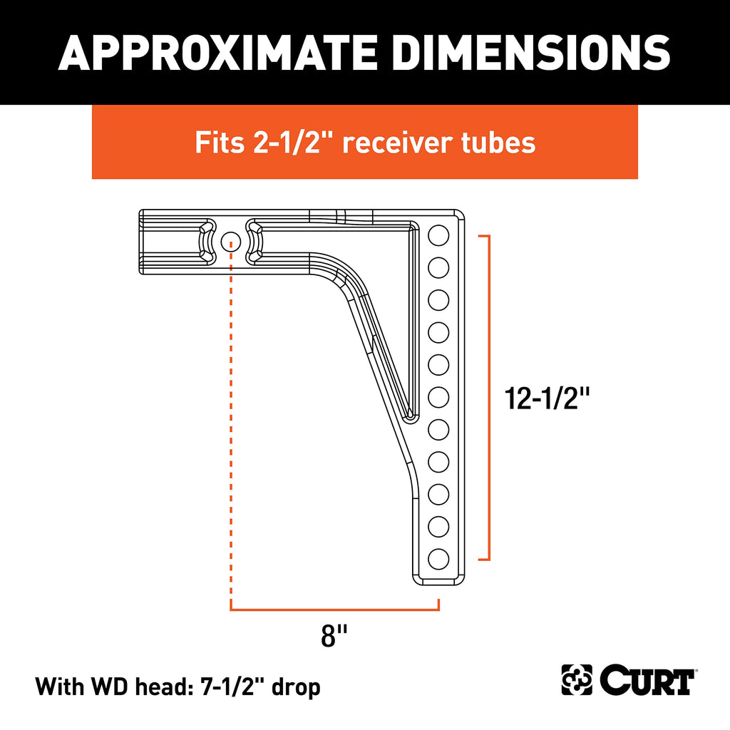 Weight Distribution Hitch Replacement Shank 2-1/2" Receiver 8" Drop H385