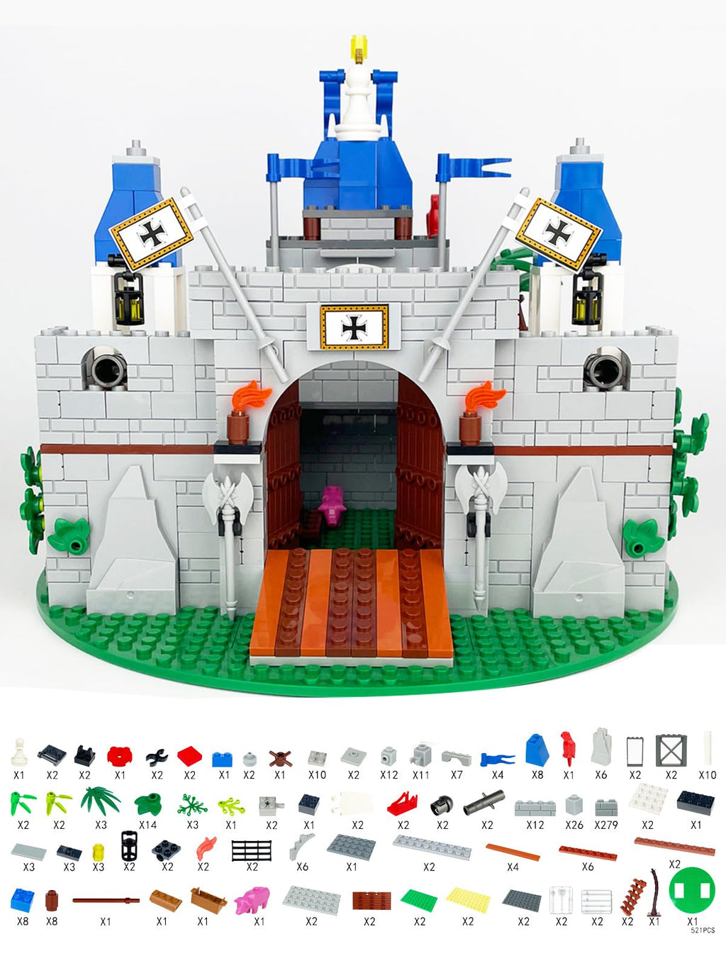 Medieval Knight Castle Building Blocks Set with 12 Knights Figures K185997