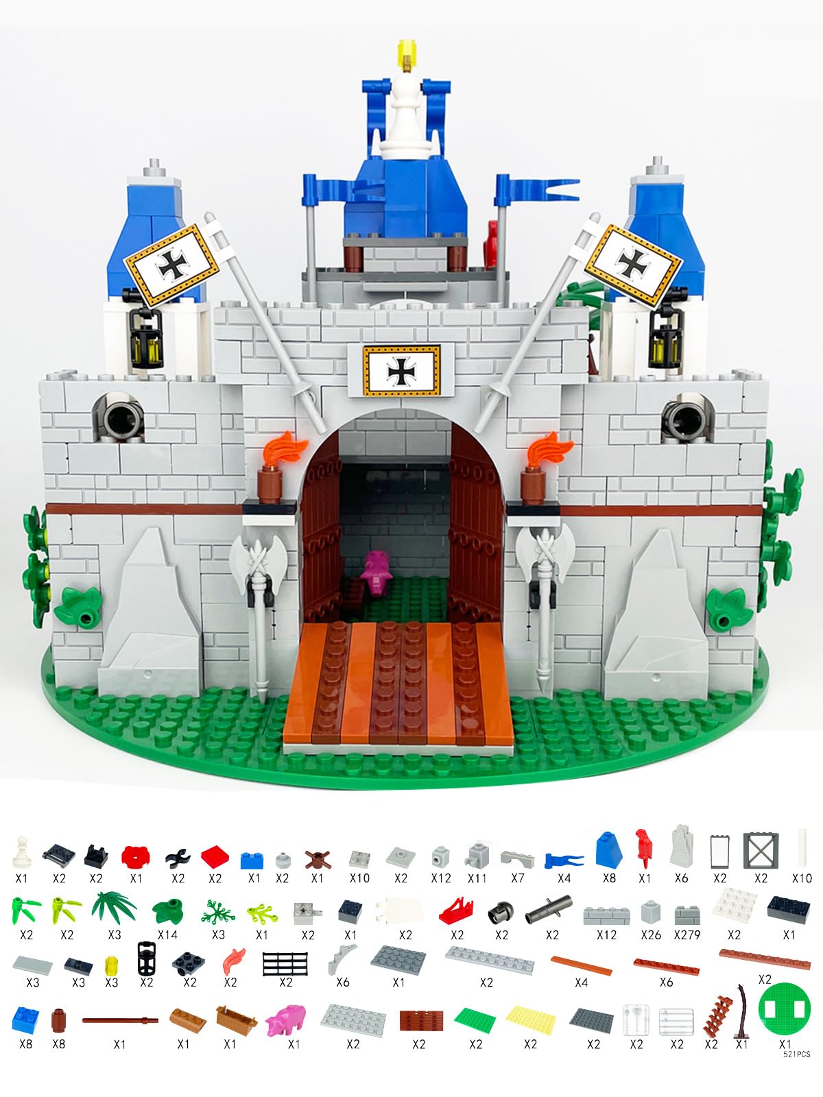Medieval Knight Castle Building Blocks Set with 12 Knights Figures K185997