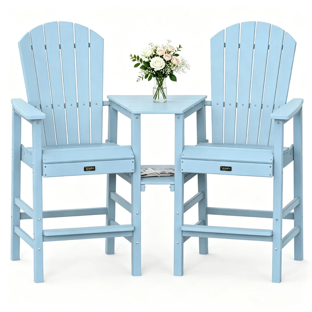 Blue Set of 2 Tall Adirondack Chairs with Dual Trays A614138