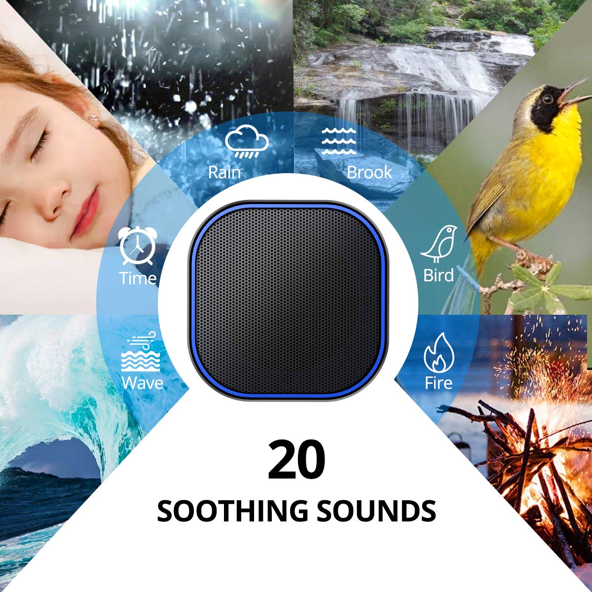 White Noise Machine with 20 Non Looping Sounds U47988