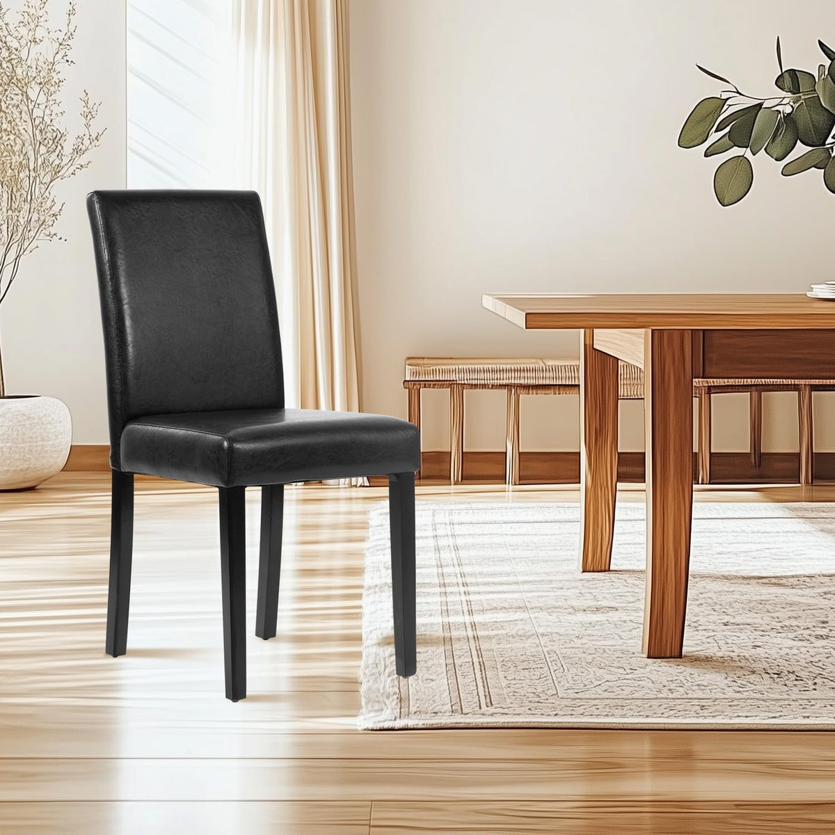 Black Set of 4 Upholstered Dining Chairs T164