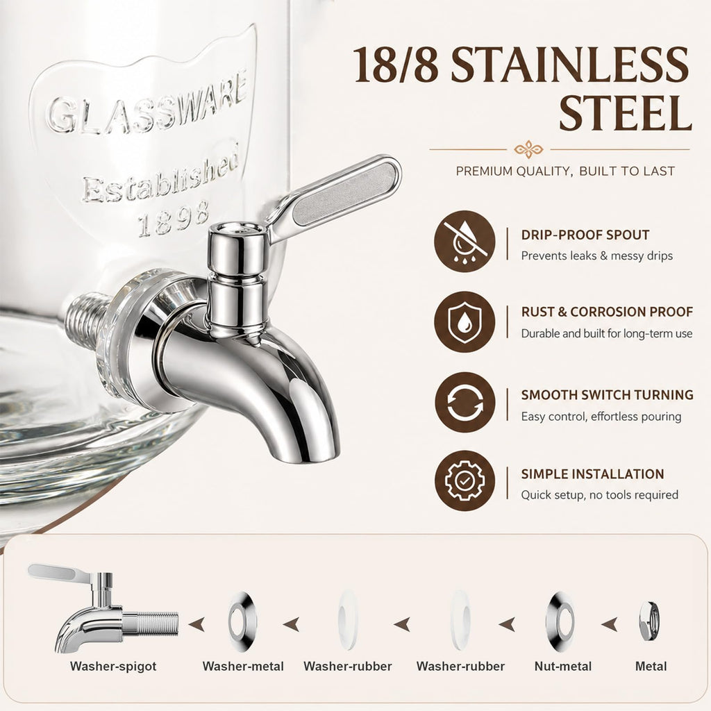 1 Gallon Glass Drink Dispensers with Spigot O6978