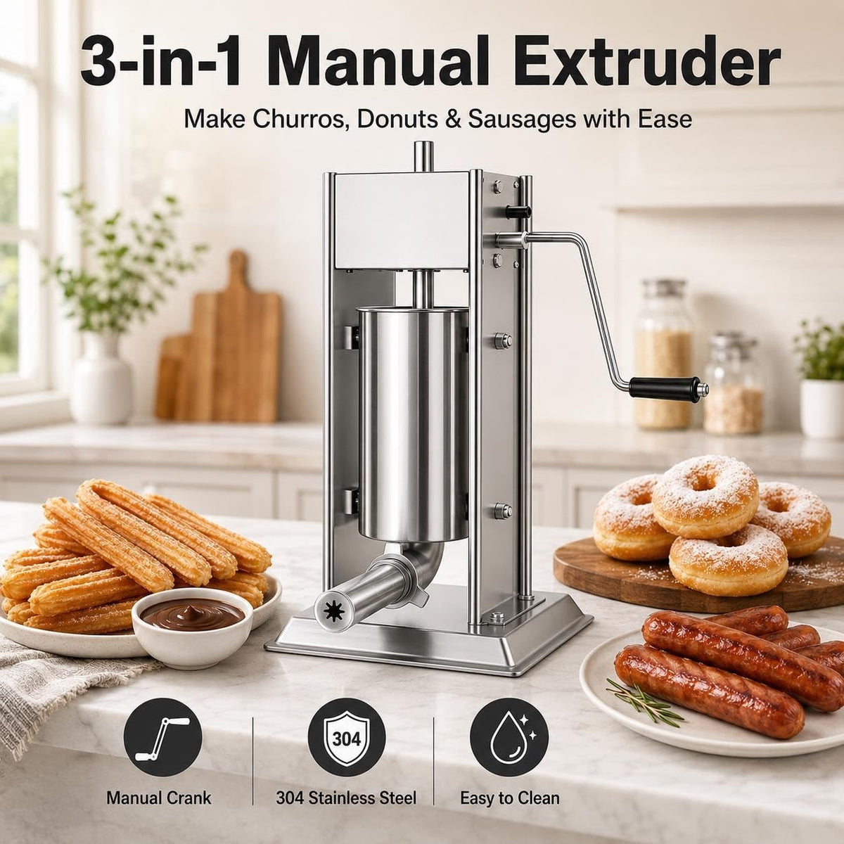 3L 304 Stainless Steel Sausage Stuffer & Churro Maker Z805605