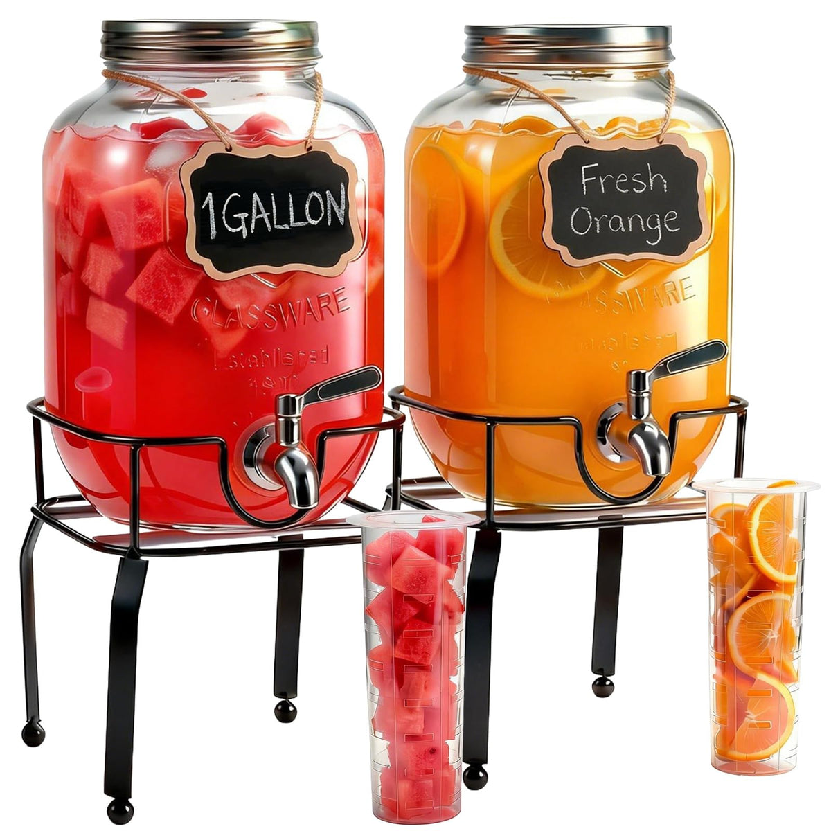 1 Gallon Glass Drink Dispensers with Spigot O6978