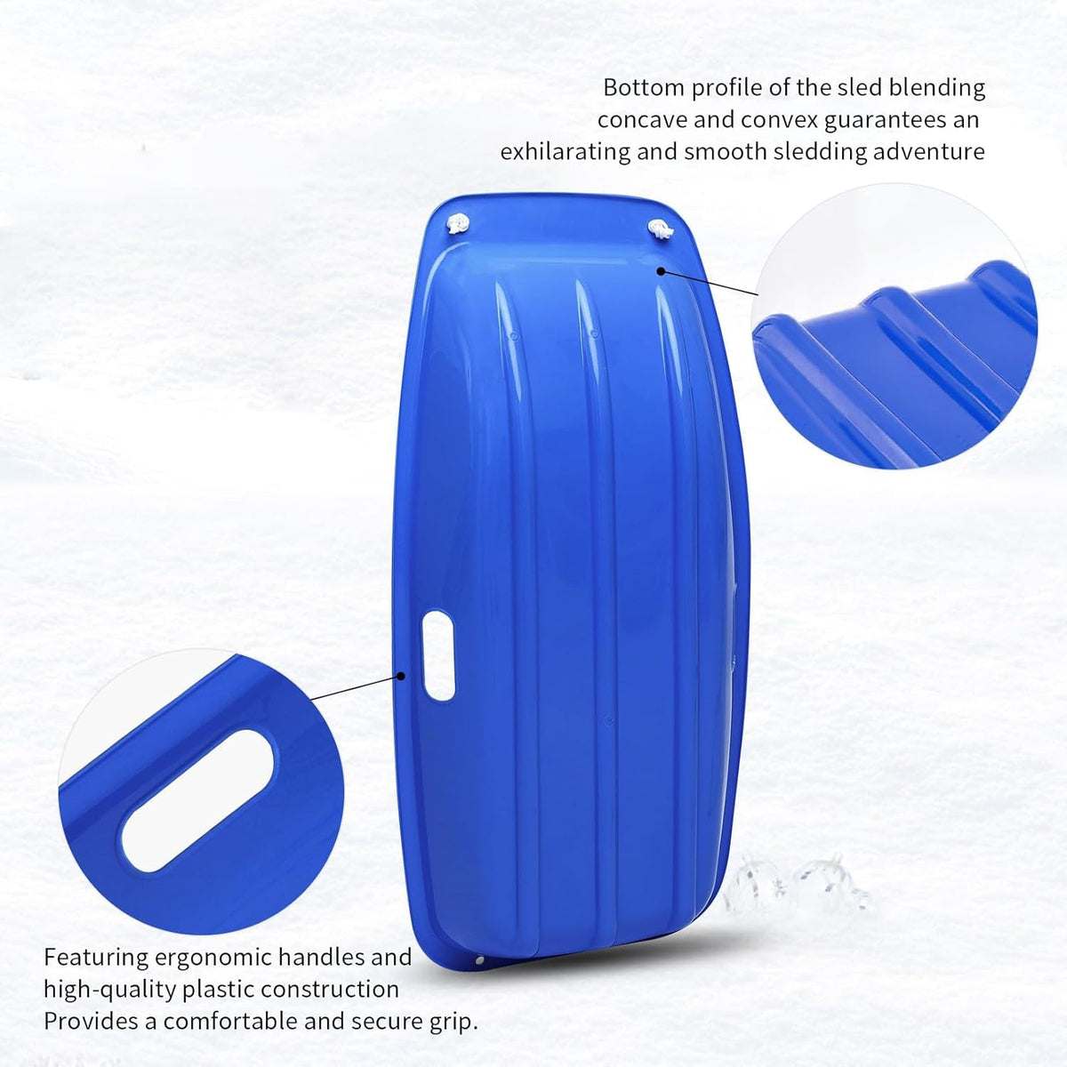 35 Inch 2-Person Plastic Snow Sled with Pull Rope A170413
