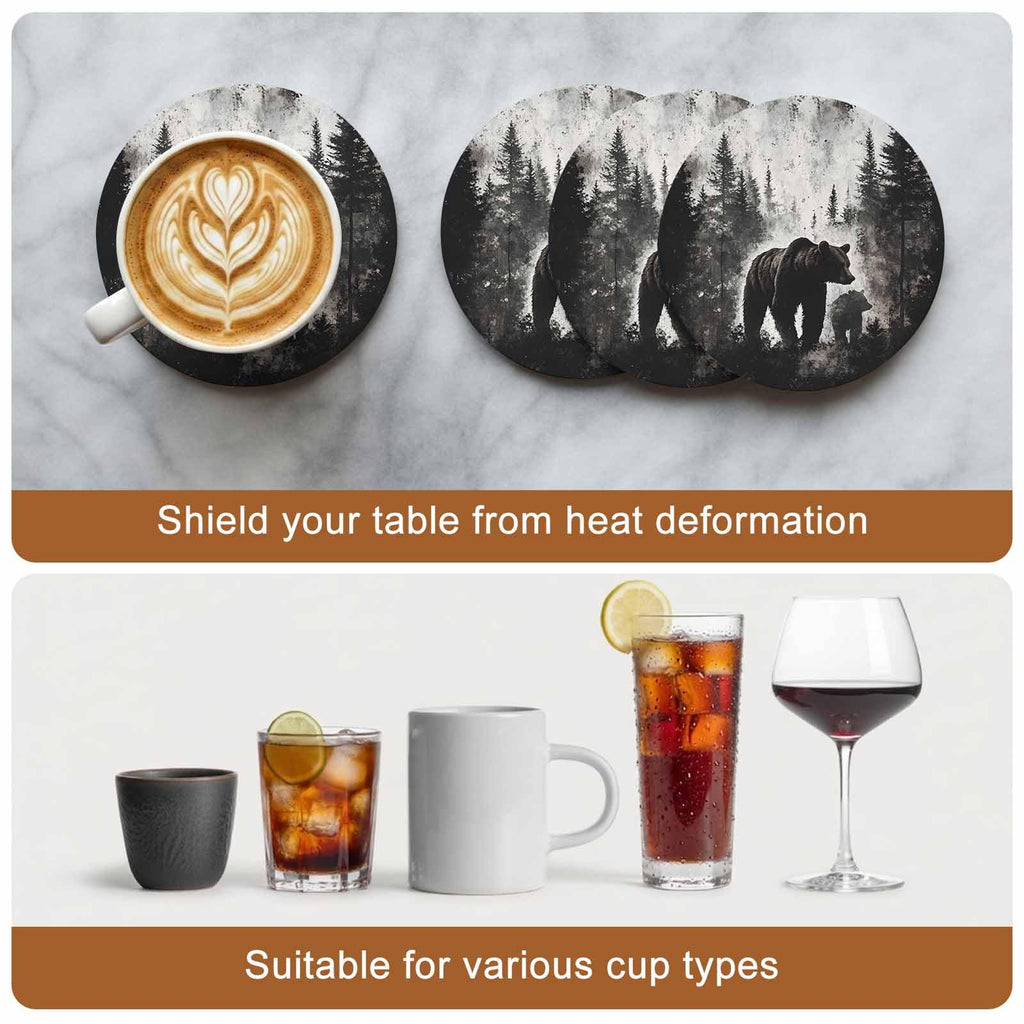 Black Bear Ceramic Coasters Set of 6 Y227