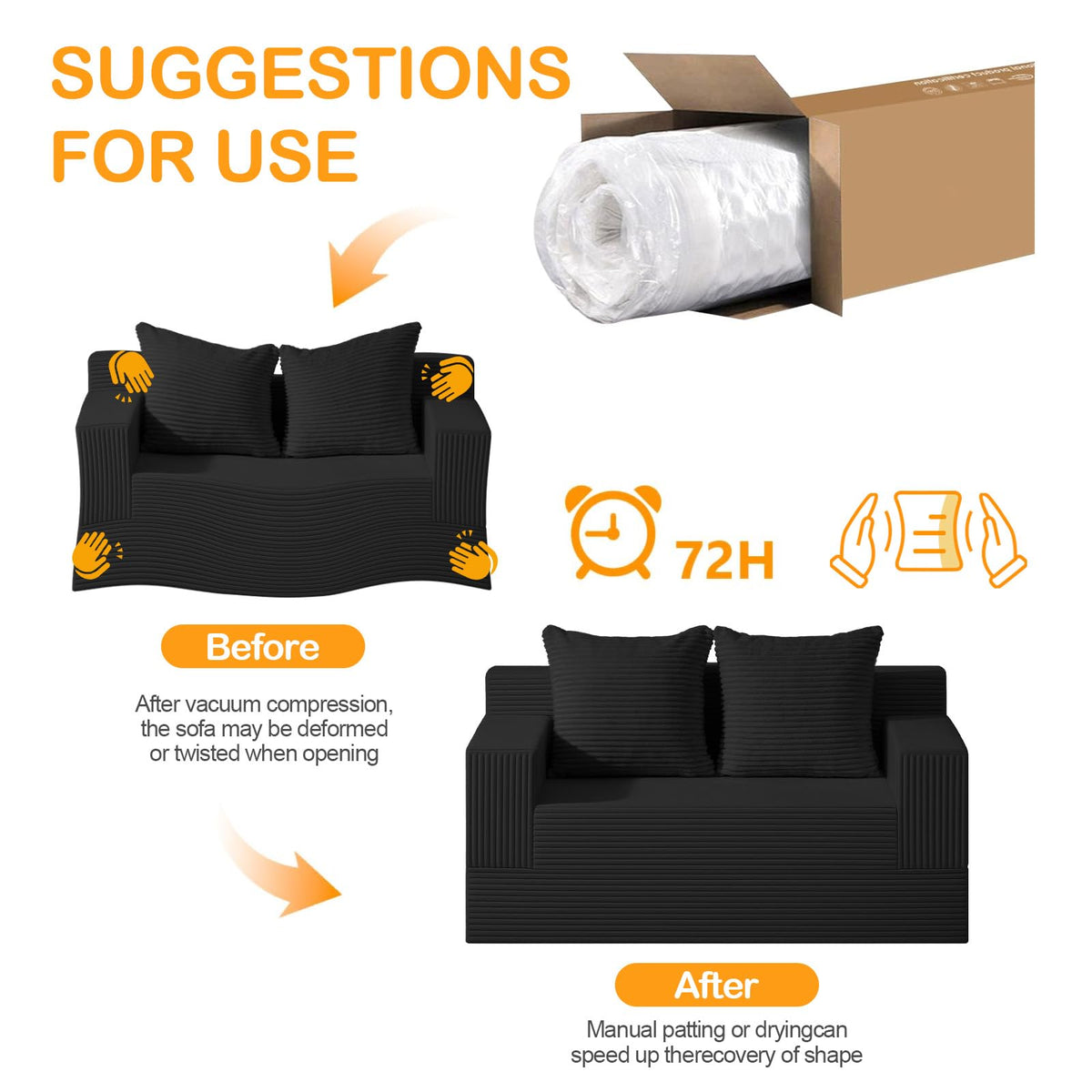 Convertible Folding Floor Futon Sleeper Sofa Bed with 2 Pillows I155630