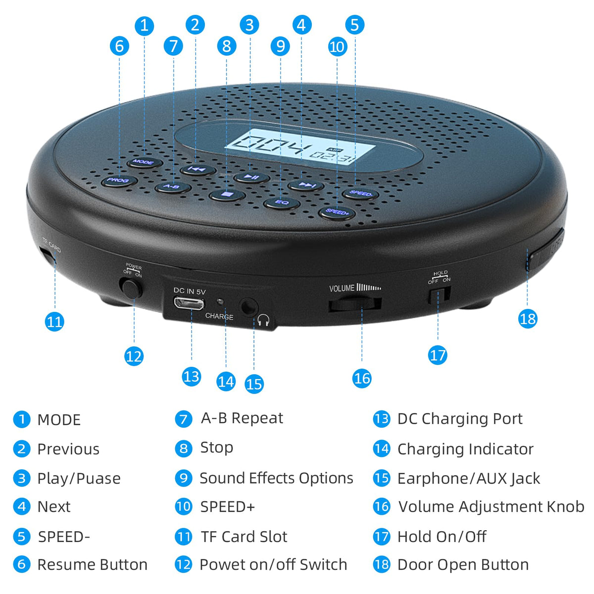 Portable CD Player with Dual Stereo Speakers L883