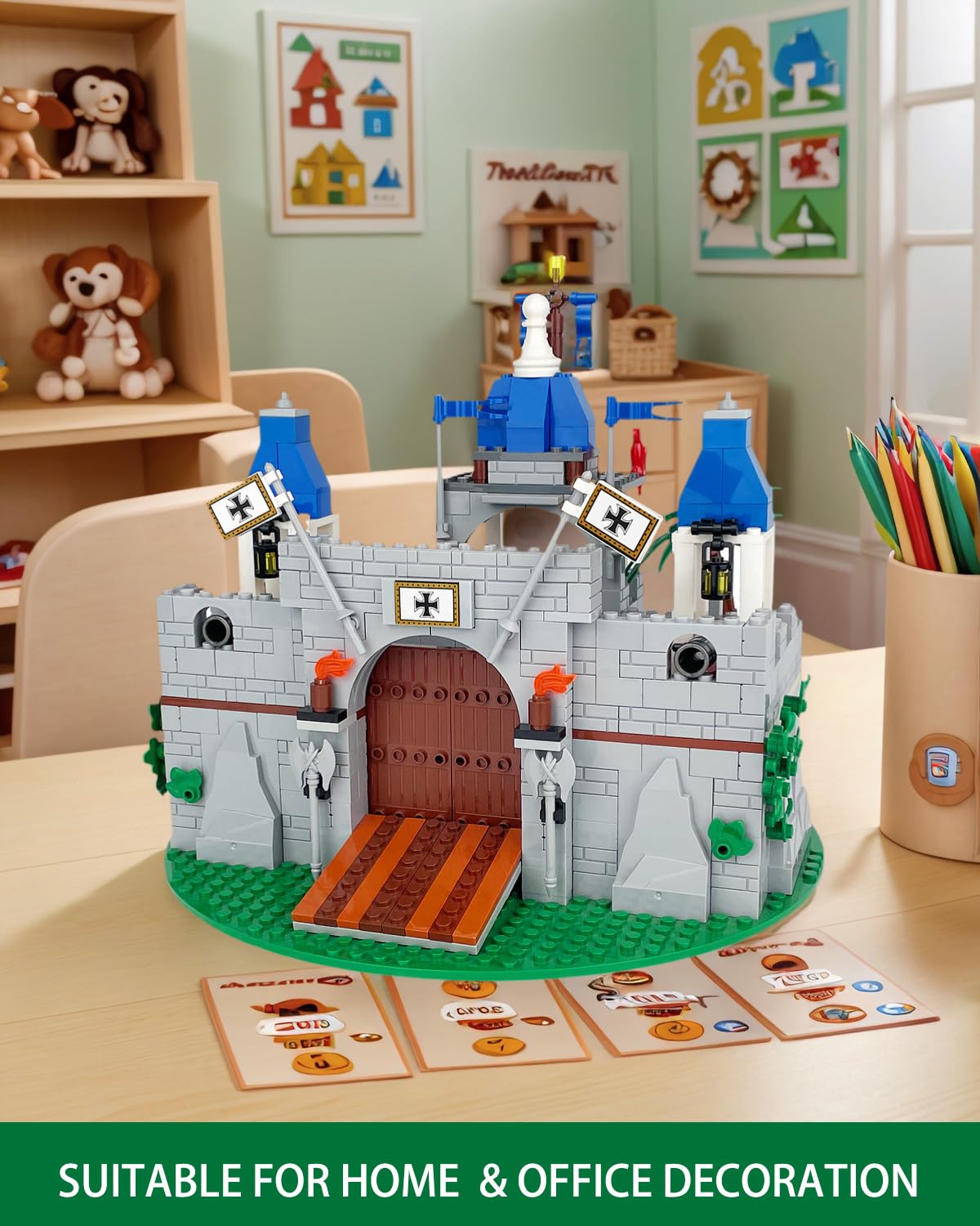 Medieval Knight Castle Building Blocks Set with 12 Knights Figures K185997
