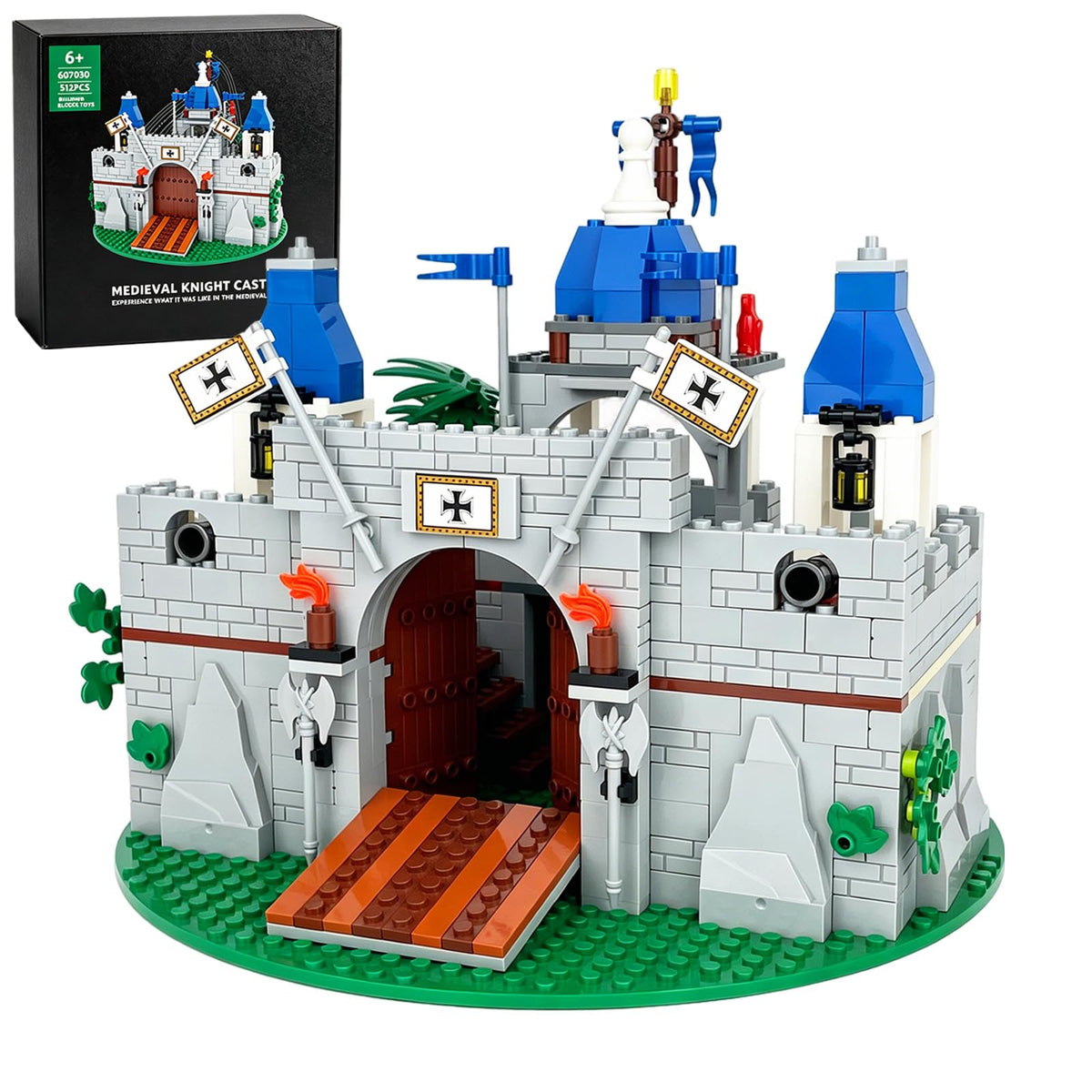Medieval Knight Castle Building Blocks Set with 12 Knights Figures K185997