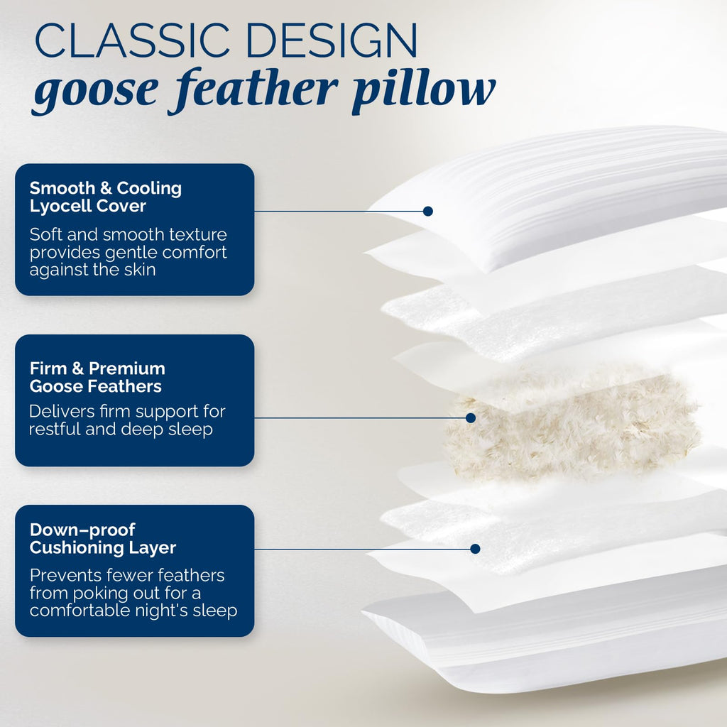 Goose Feather and Down King Size Pillows Set of 2 Z236