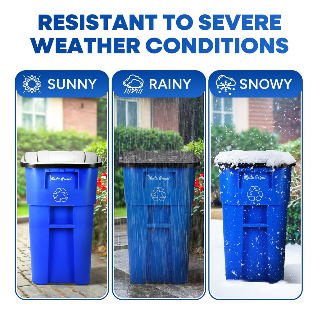 50 Gallon Blue Plastic Trash Can with Lid and Wheels G251