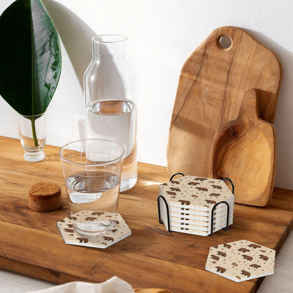 6 Piece Hexagonal Ceramic Coasters with Cork Backing F856898