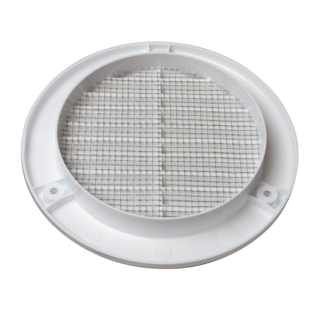 4" White Plastic Round Vent Cover with Mesh S544660