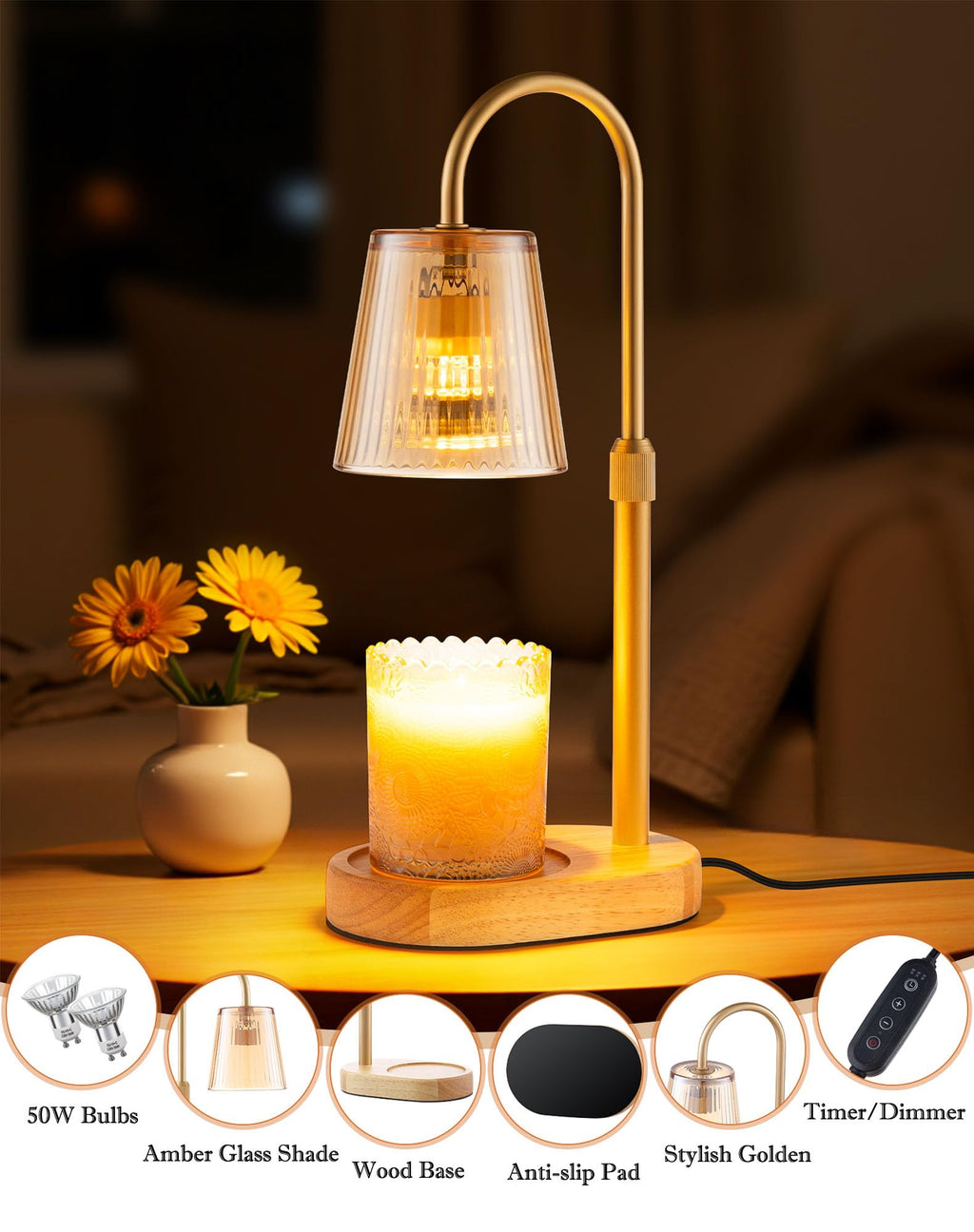 Adjustable Candle Warmer Lamp with Timer E32583