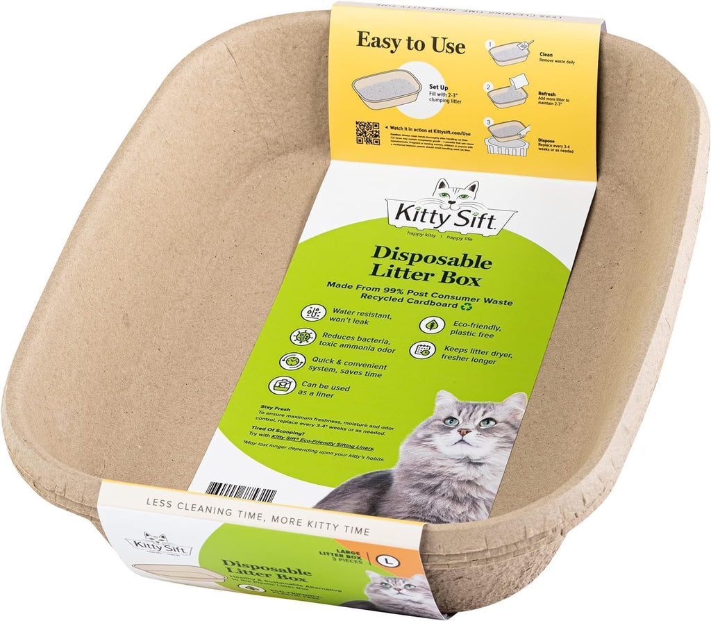 Large Disposable Cat Litter Box + Disposable Litter Scooper F8236