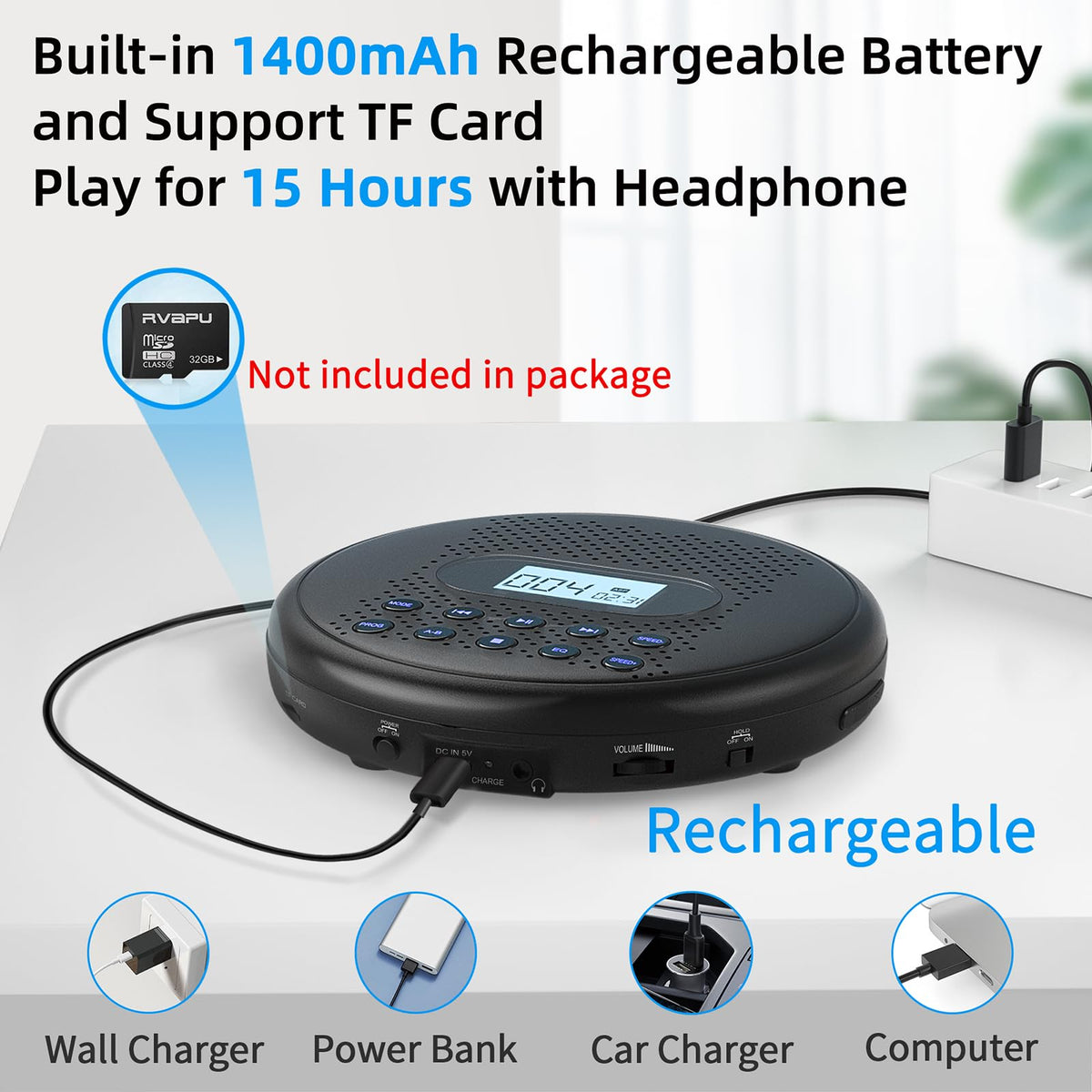 Portable CD Player with Dual Stereo Speakers L883