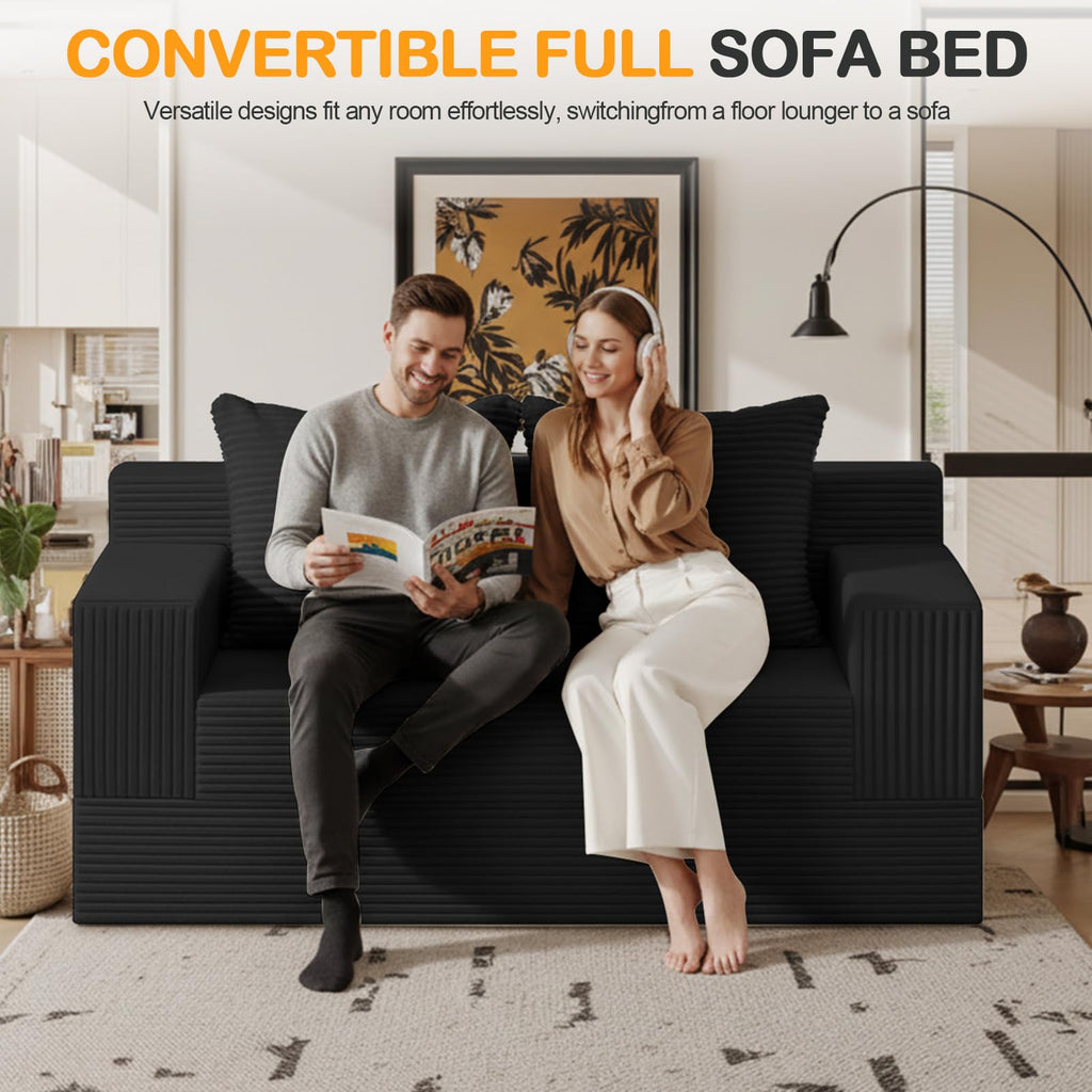 Convertible Folding Floor Futon Sleeper Sofa Bed with 2 Pillows I155630