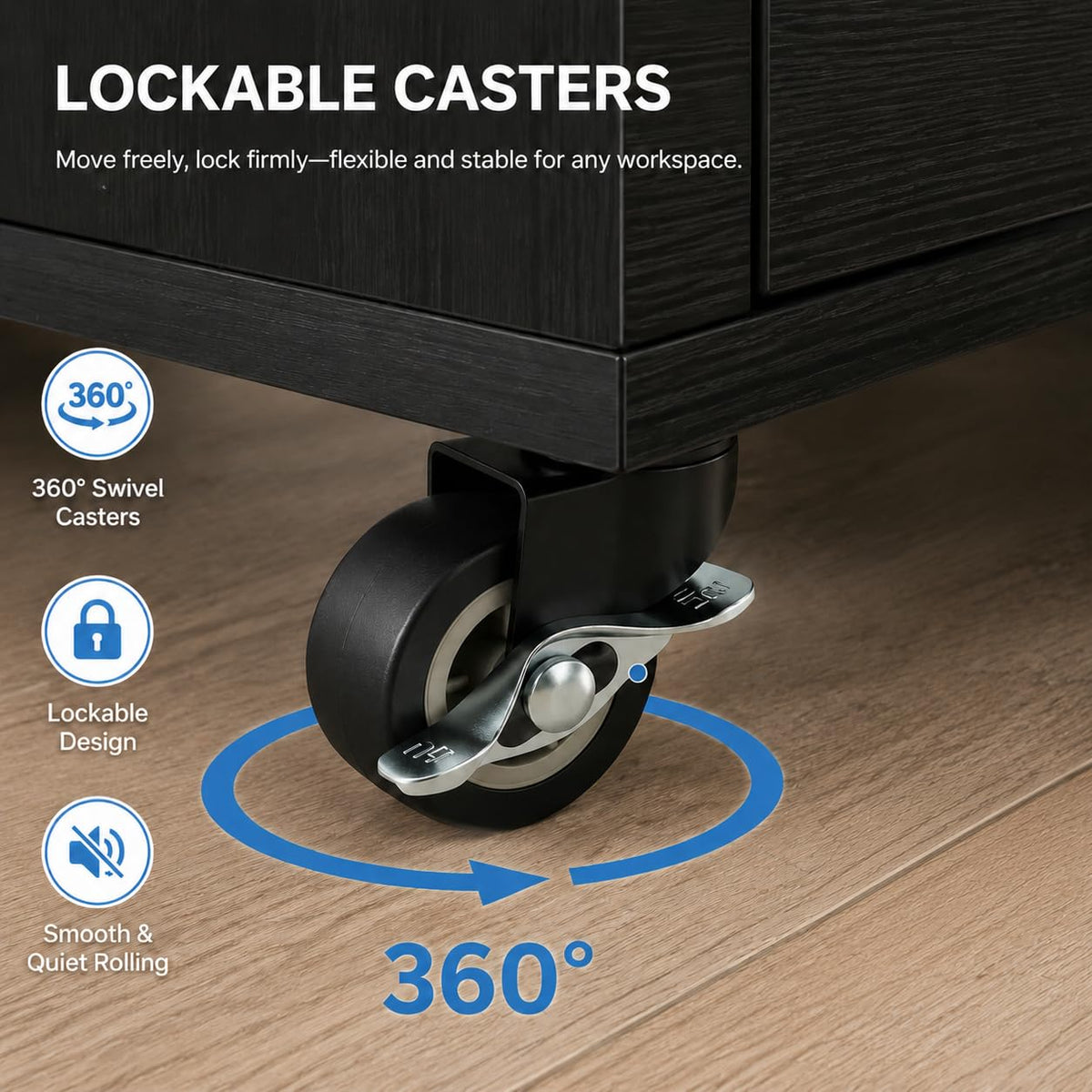 Mobile File Cabinet Rolling Printer Stand Black L885