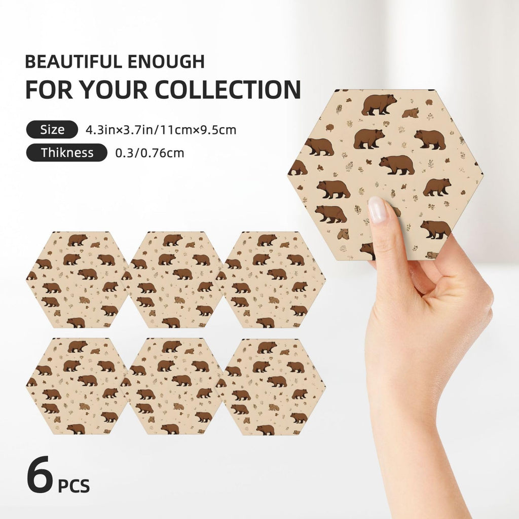 6 Piece Hexagonal Ceramic Coasters with Cork Backing F856898