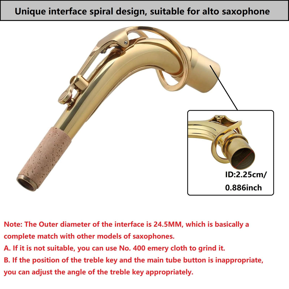 Brass Bend Neck Alto Saxophone 24.5mm F38283