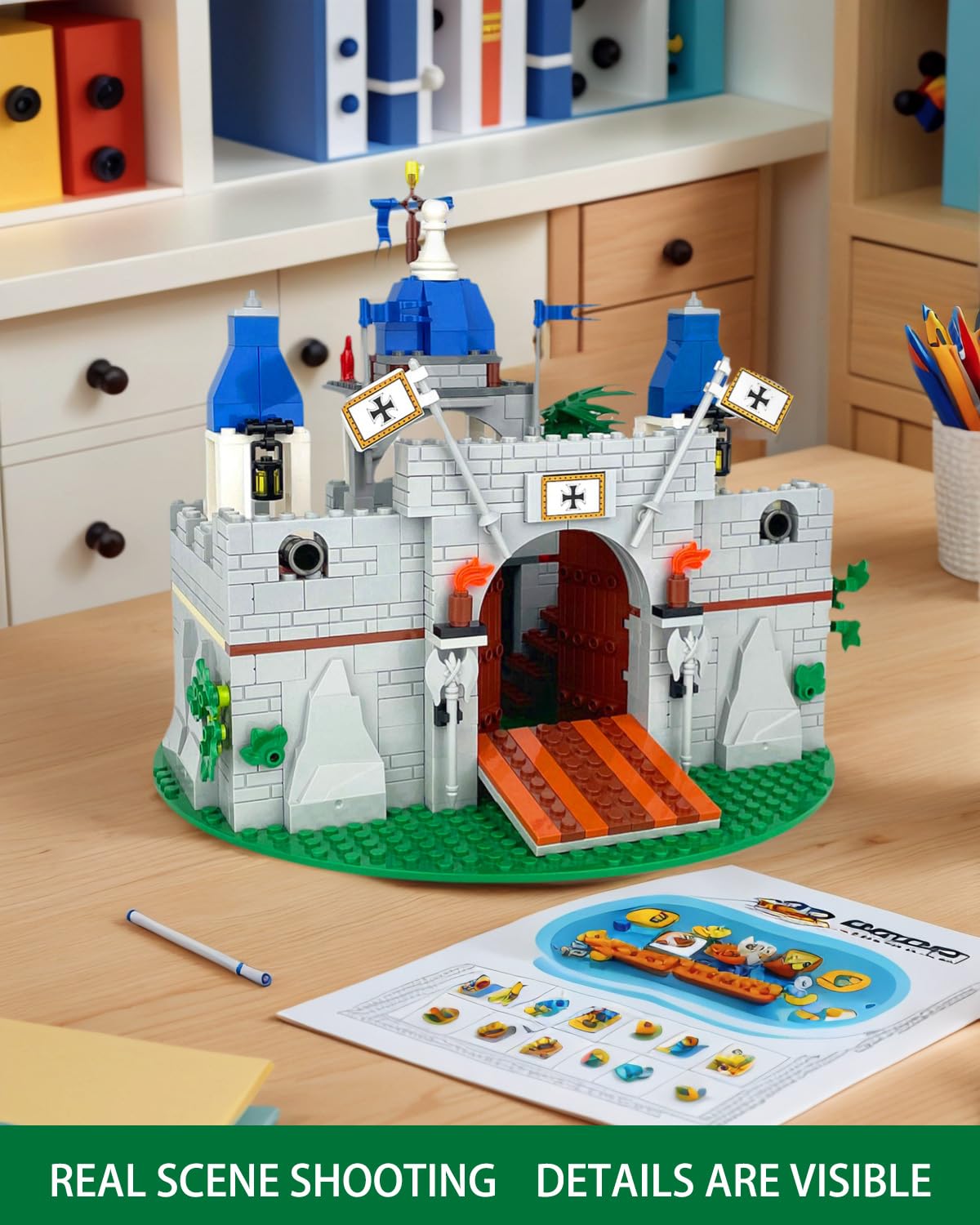 Medieval Knight Castle Building Blocks Set with 12 Knights Figures K185997