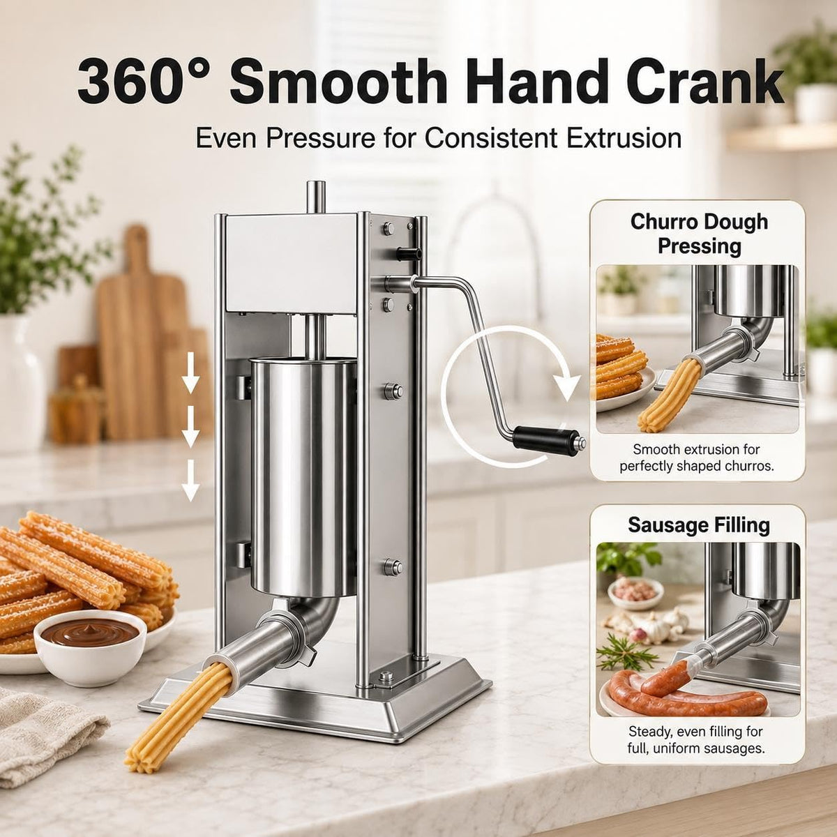 3L 304 Stainless Steel Sausage Stuffer & Churro Maker Z805605