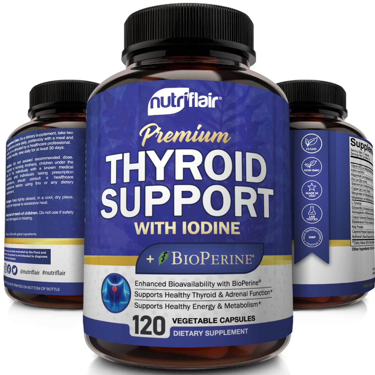 Thyroid Support Complex with Iodine, B12 & Ashwagandha, 120 Caps S997