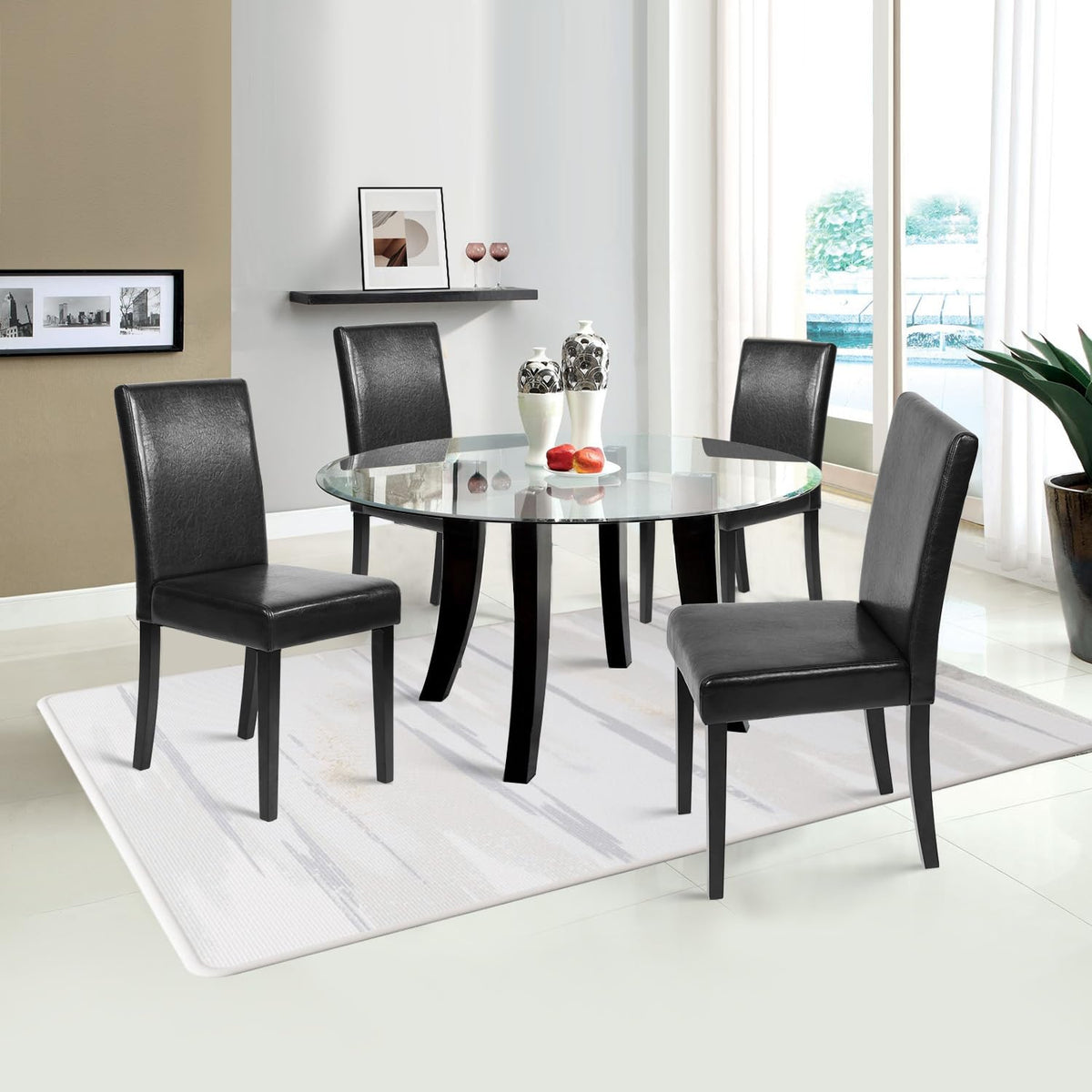 Black Set of 4 Upholstered Dining Chairs T164