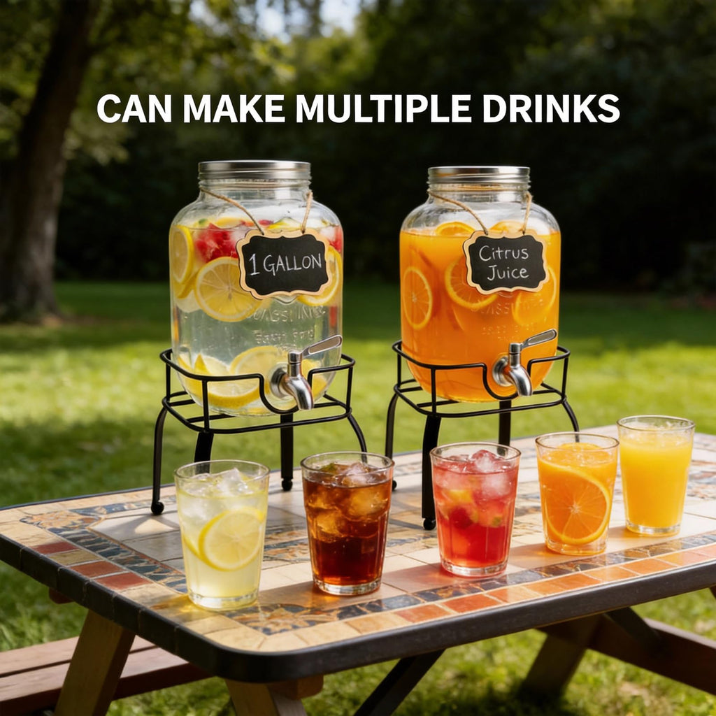1 Gallon Glass Drink Dispensers with Spigot O6978