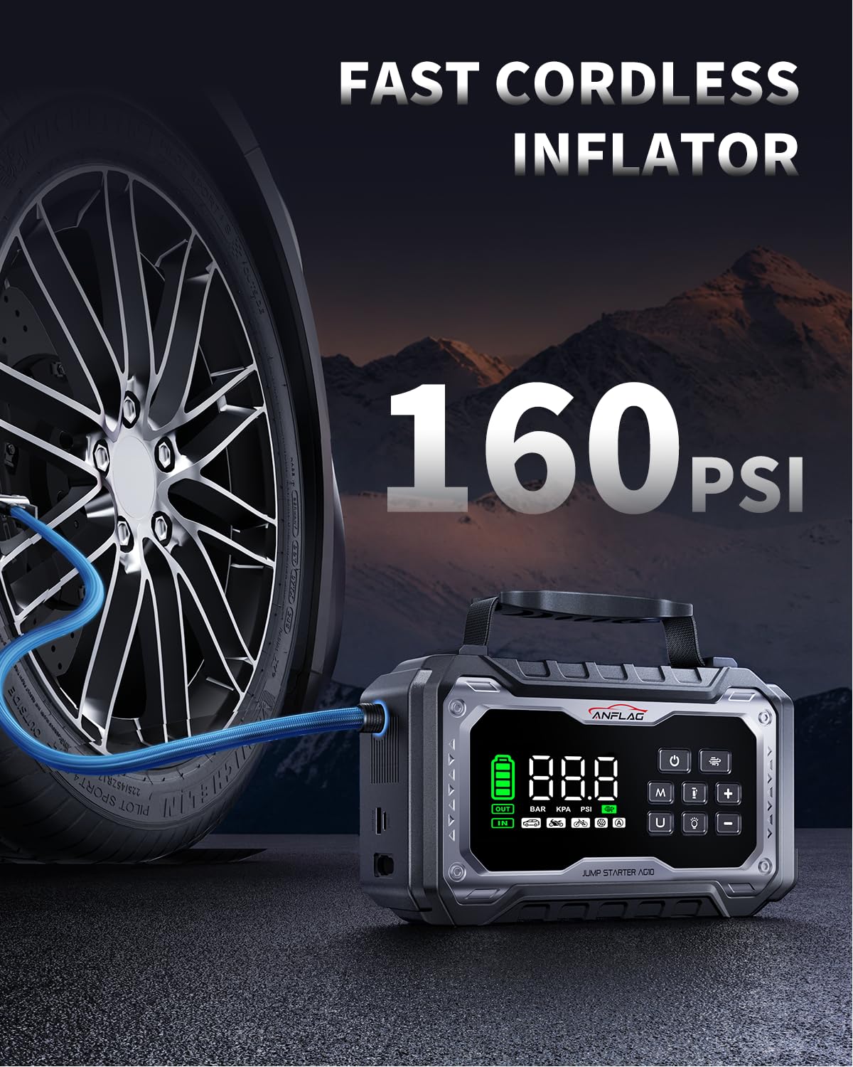 Car Battery Jump Starter with Air Compressor 8000A Portable Booster Pack 160PSI Tire Inflator M96859