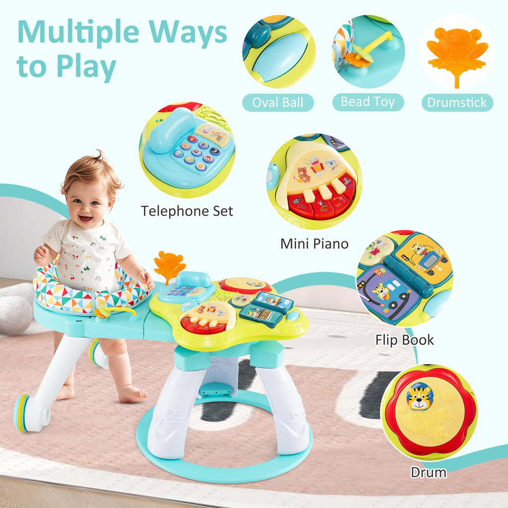 3 in 1 Baby Activity Center Walker with Play Table Green O835