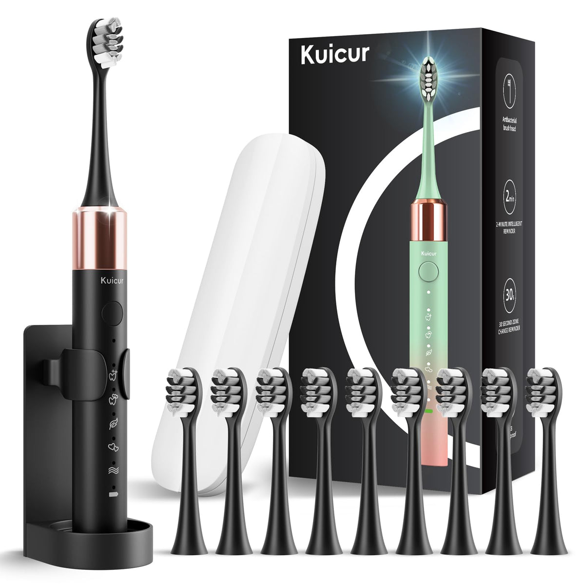 2 Pack Electric Toothbrush Black and Purple White Y8813