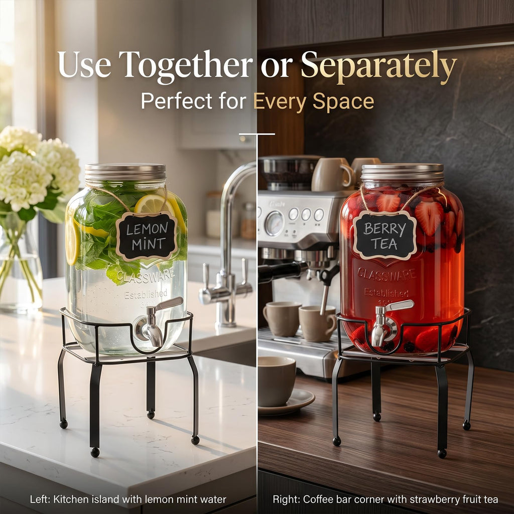 1 Gallon Glass Drink Dispensers with Spigot O6978