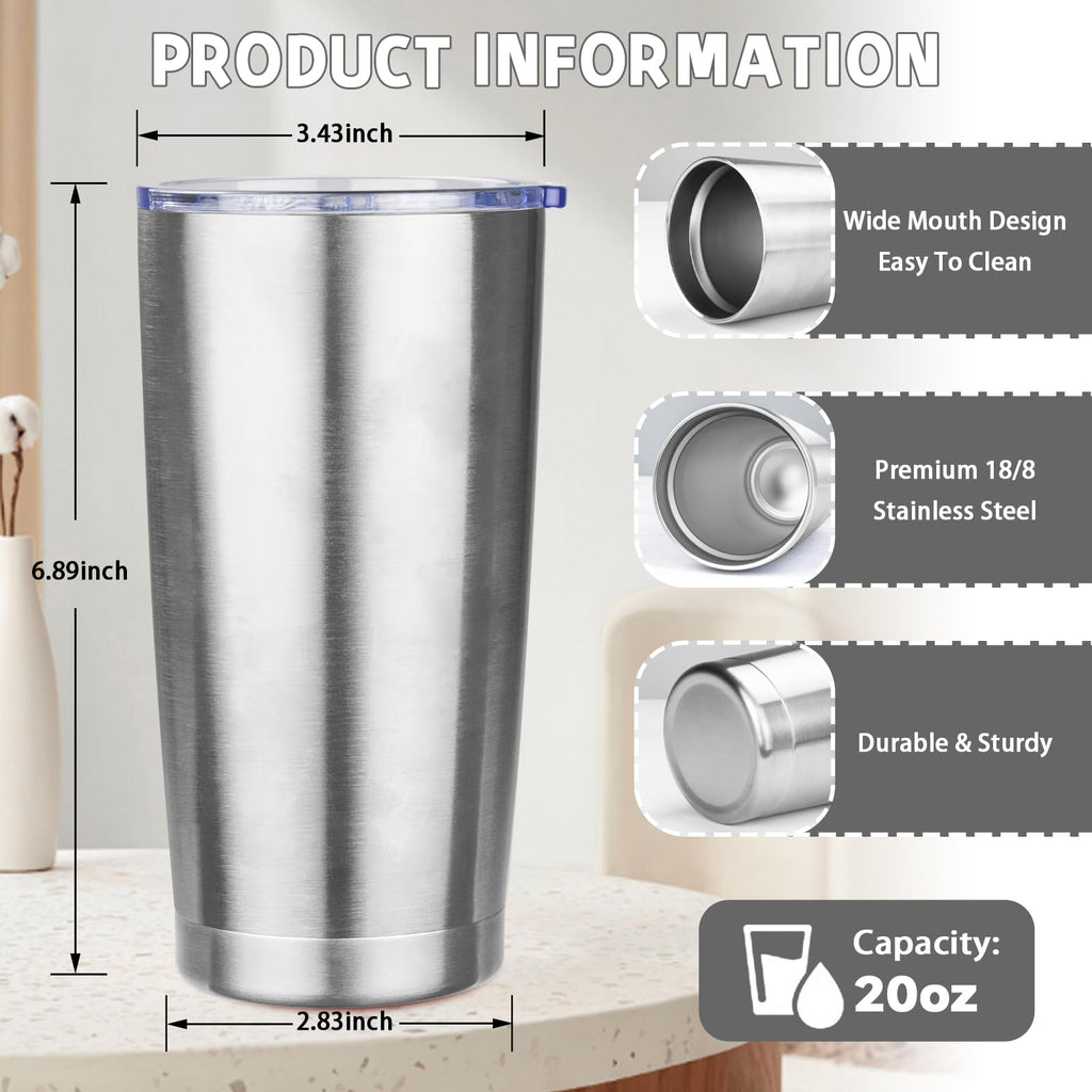 20 oz Stainless Steel Insulated Tumbler with Lids and Straws B199