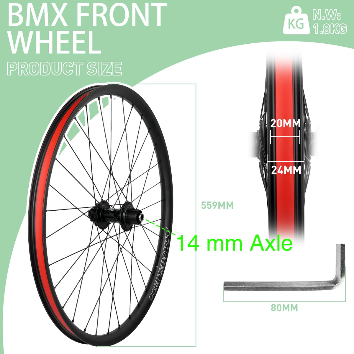 20 Inch BMX Wheel Set with Sealed Bearings G820
