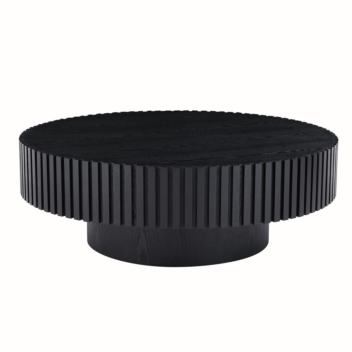 Matt Black Round Nesting Wood Coffee Table H398449