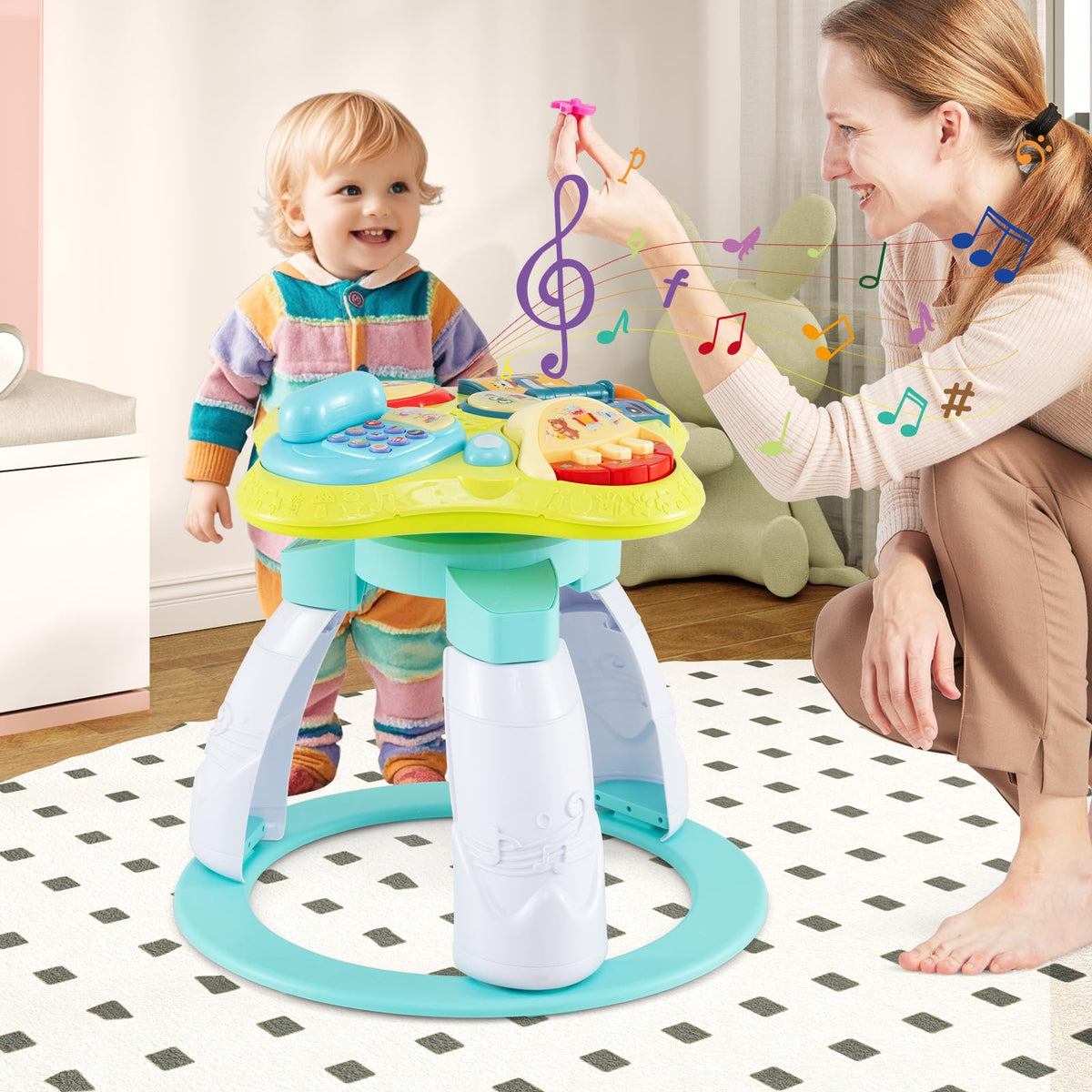 3 in 1 Baby Activity Center Walker with Play Table Green O835