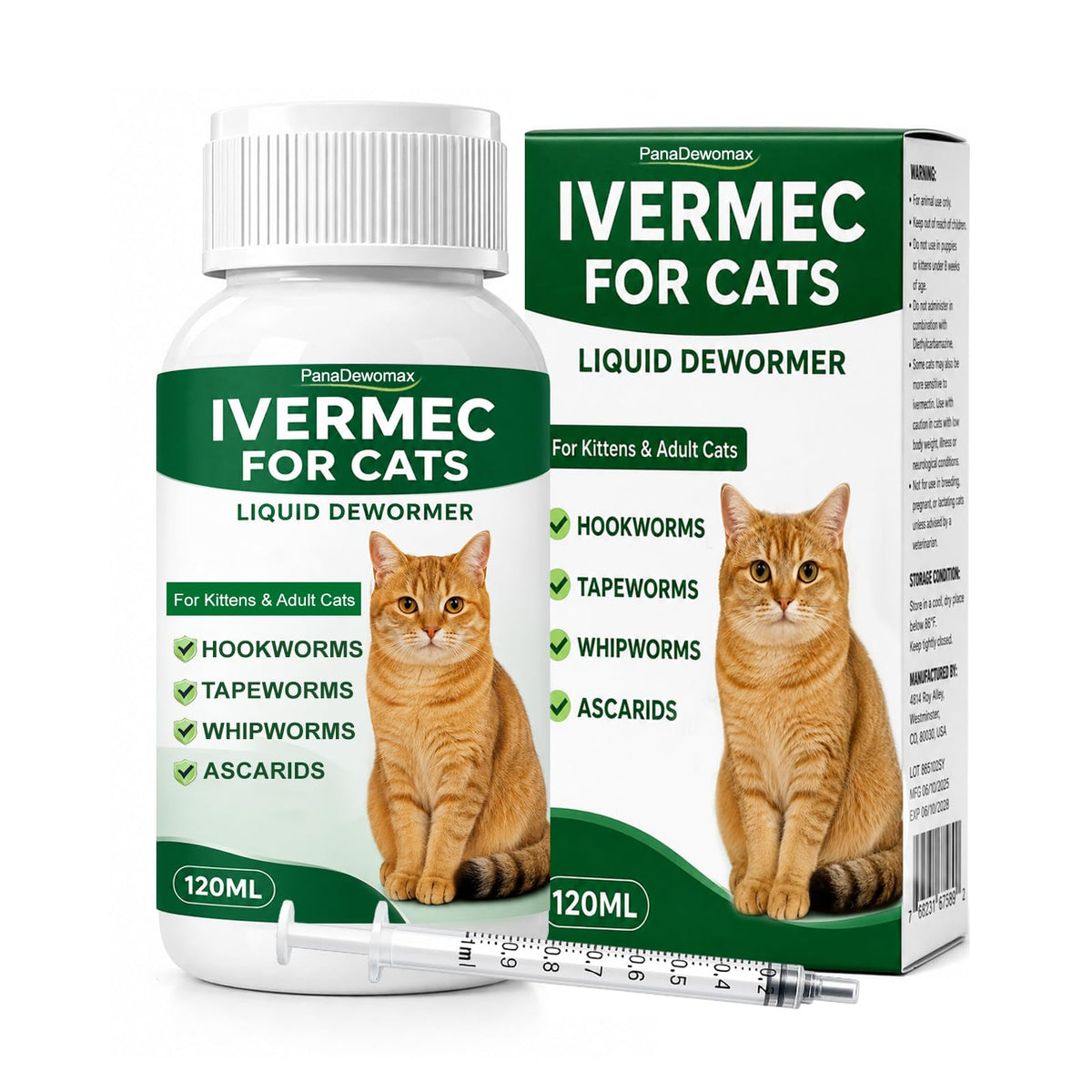 Broad Spectrum Cat Dewormer for Tapeworms, Roundworms and Hookworms Y9024