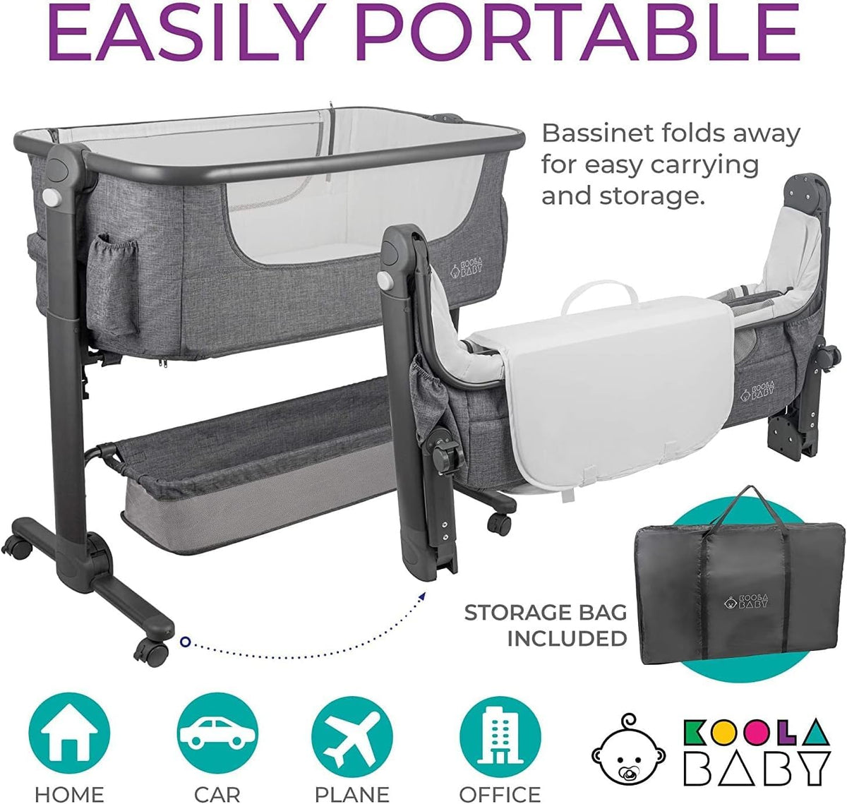 Baby Bassinet Bedside Sleeper Portable Crib with Storage Basket L51802