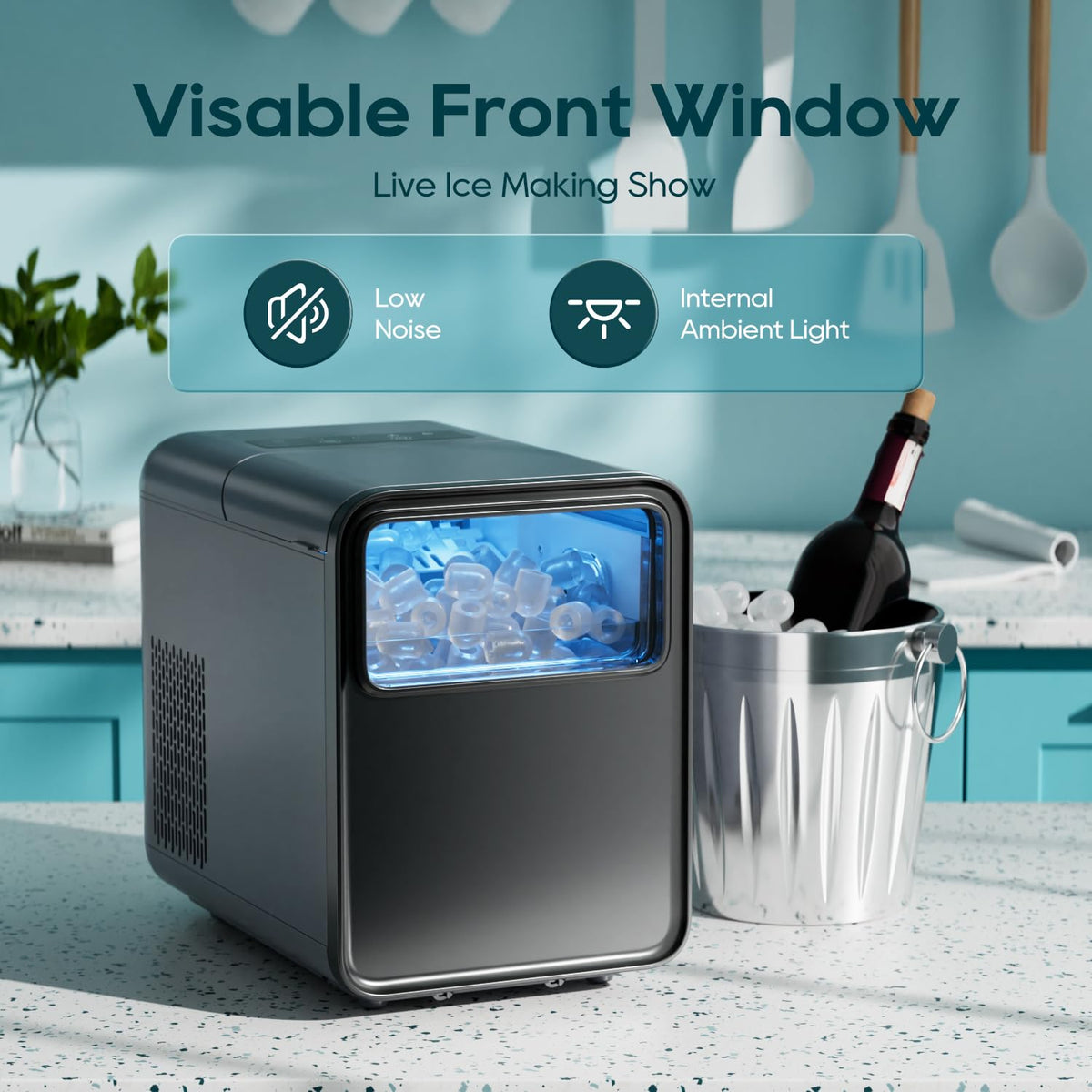 Countertop Ice Maker 9 Ice Cubes 26.5LBS/24H A784