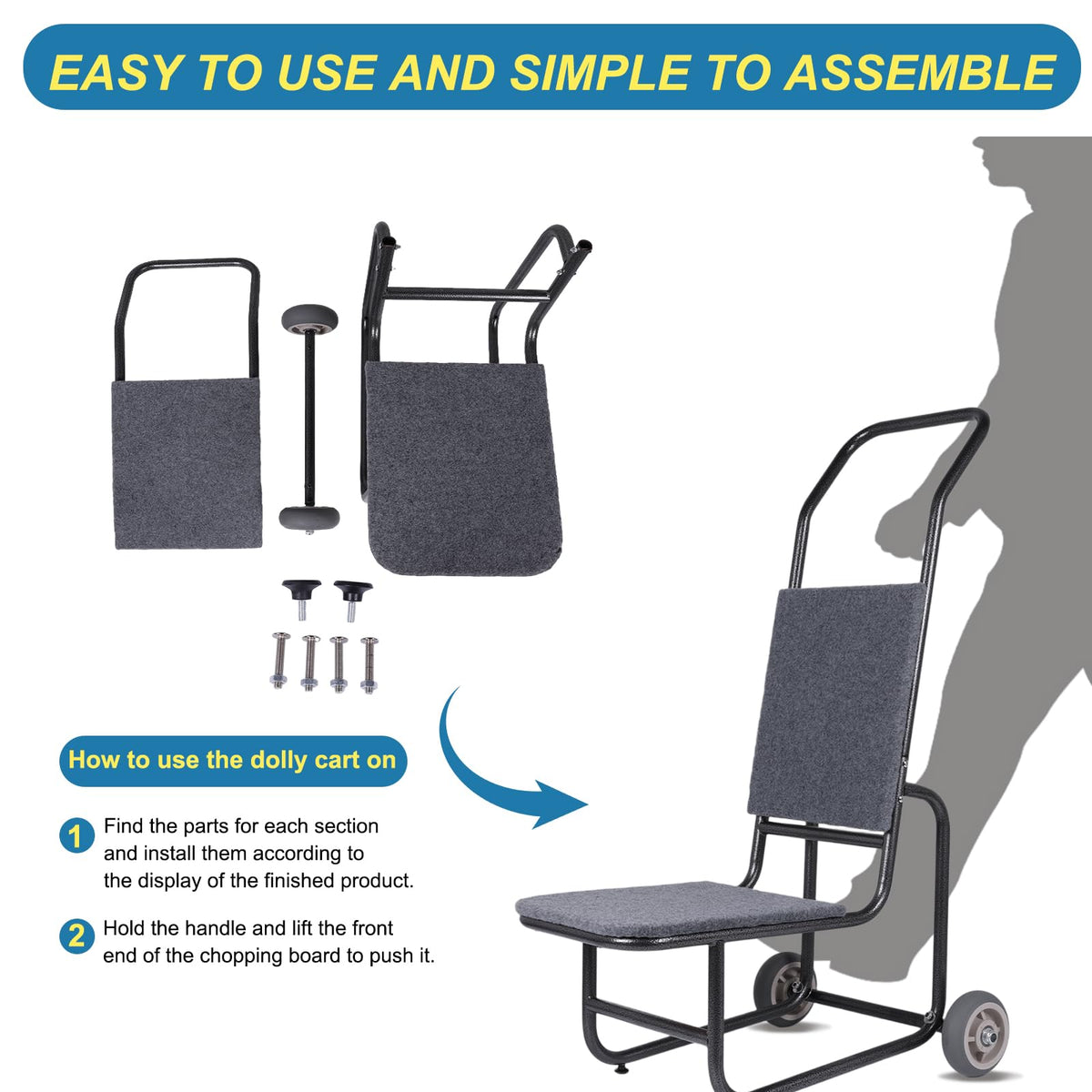 Folding Chair Table Cart with Wheels W29765