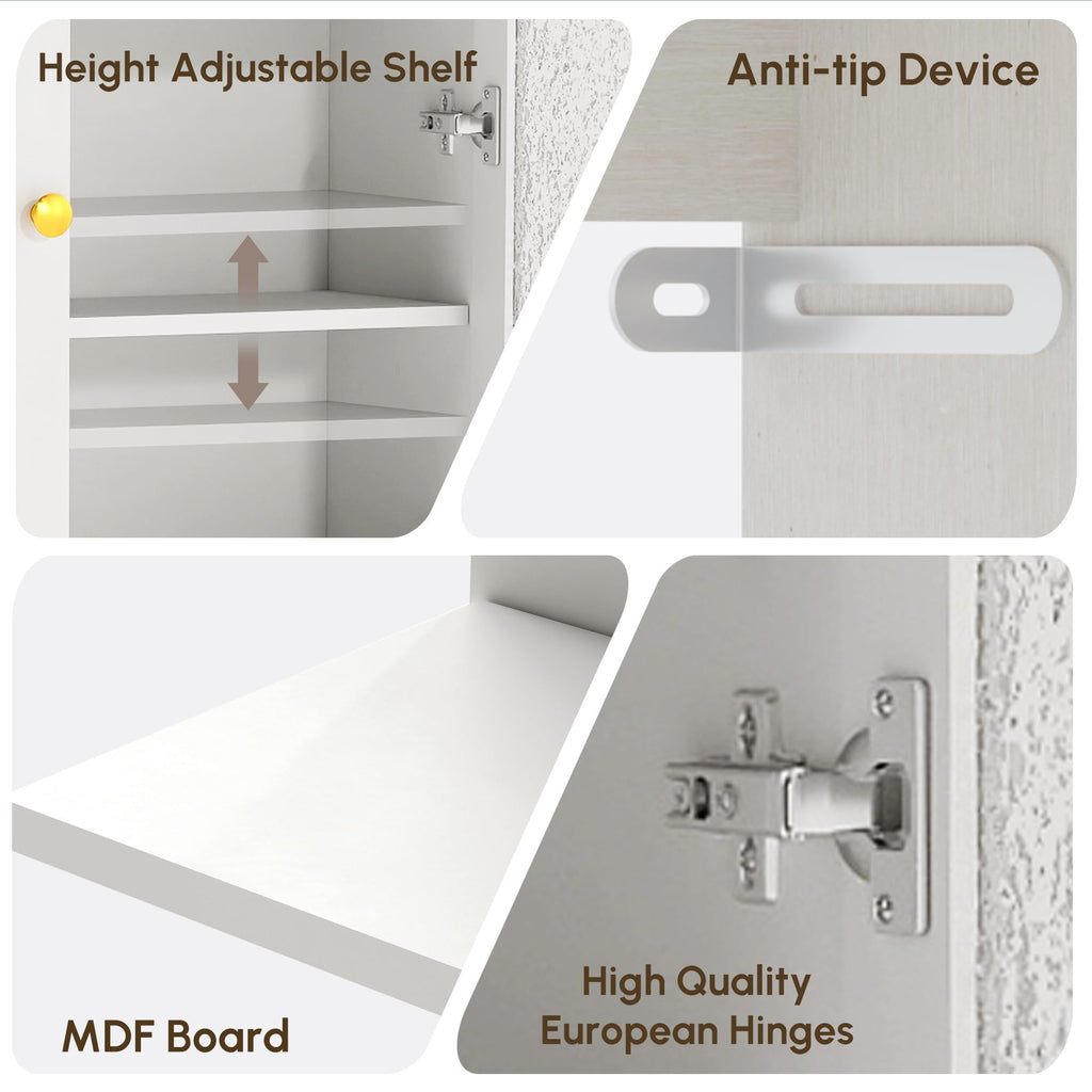 White Over The Toilet Storage Cabinet with Acrylic Doors and Adjustable Shelf I1180